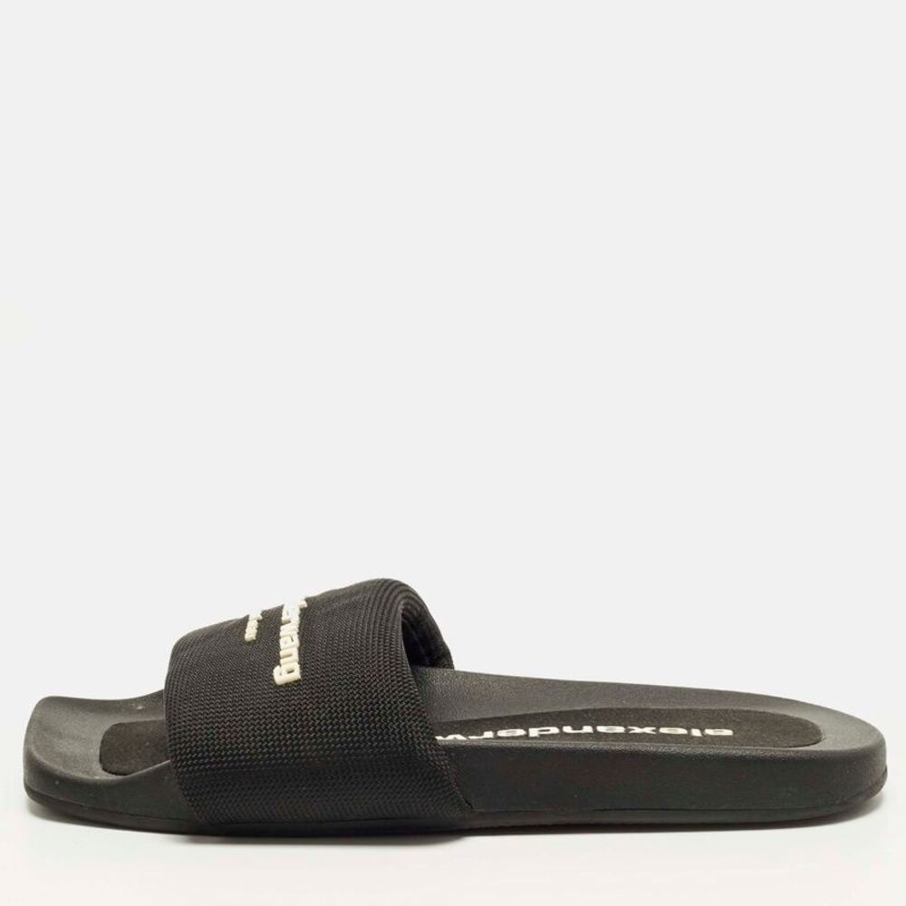 Alexander Wang Size 36 Black Fabric Logo Pool Slide